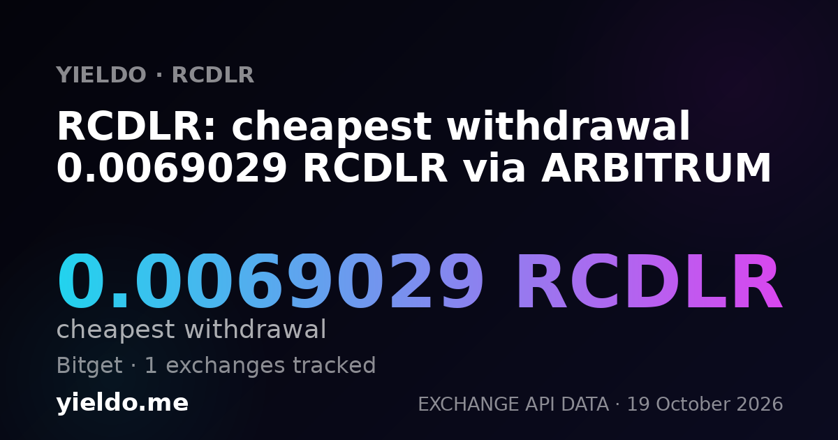 RCDLR: cheapest withdrawal 0.0069029 RCDLR via ARBITRUM