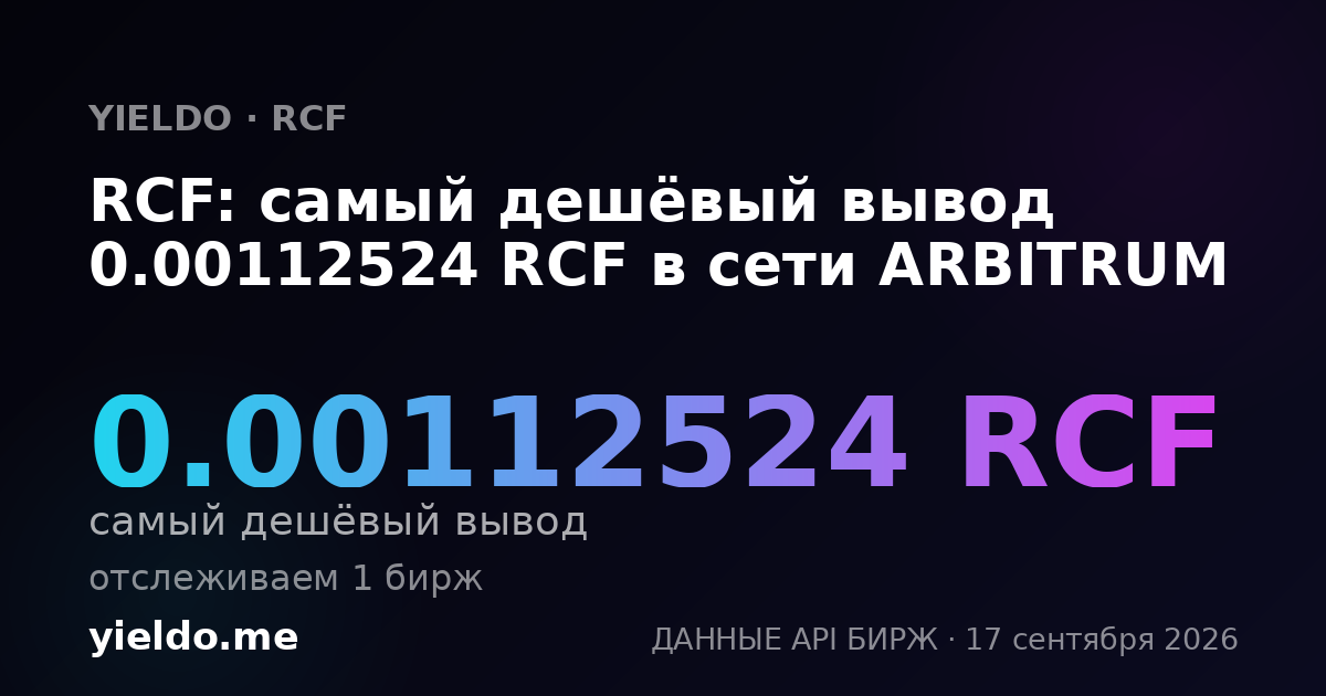 RCF: самый дешёвый вывод 0.00112524 RCF в сети ARBITRUM
