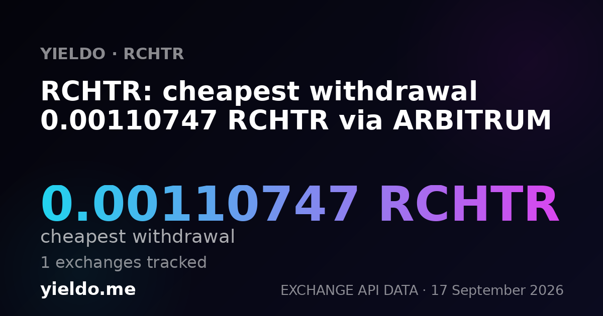 RCHTR: cheapest withdrawal 0.00110376 RCHTR via ARBITRUM