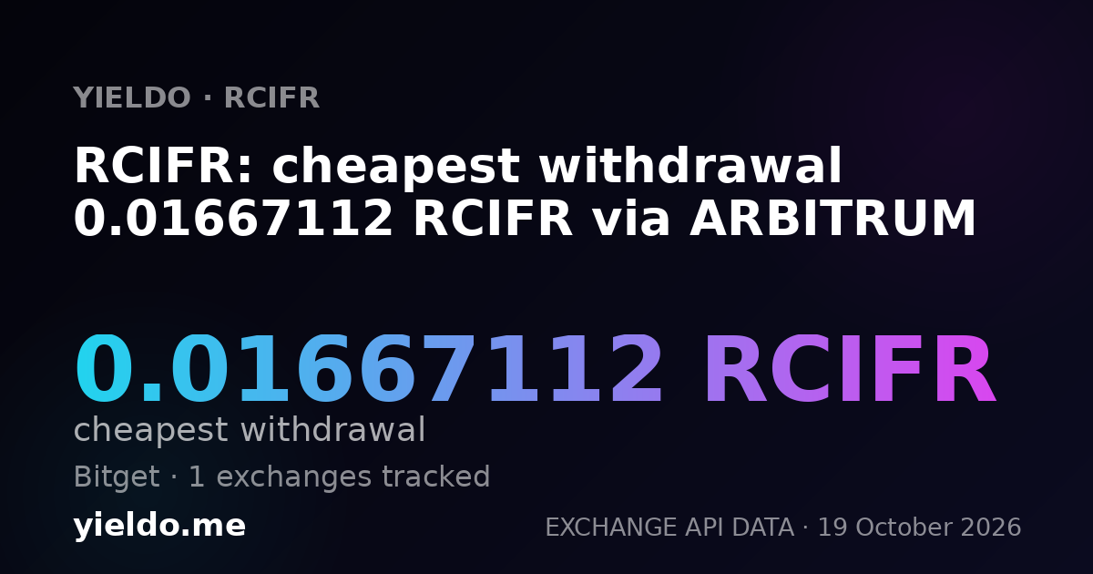 RCIFR: cheapest withdrawal 0.01667112 RCIFR via ARBITRUM