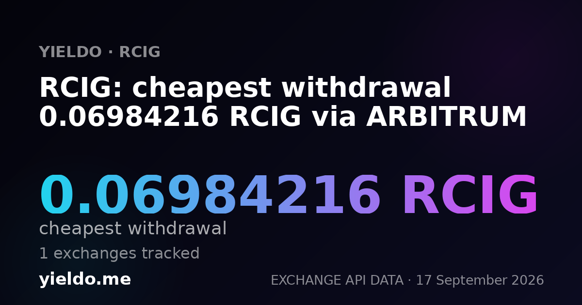 RCIG: cheapest withdrawal 0.06976745 RCIG via ARBITRUM