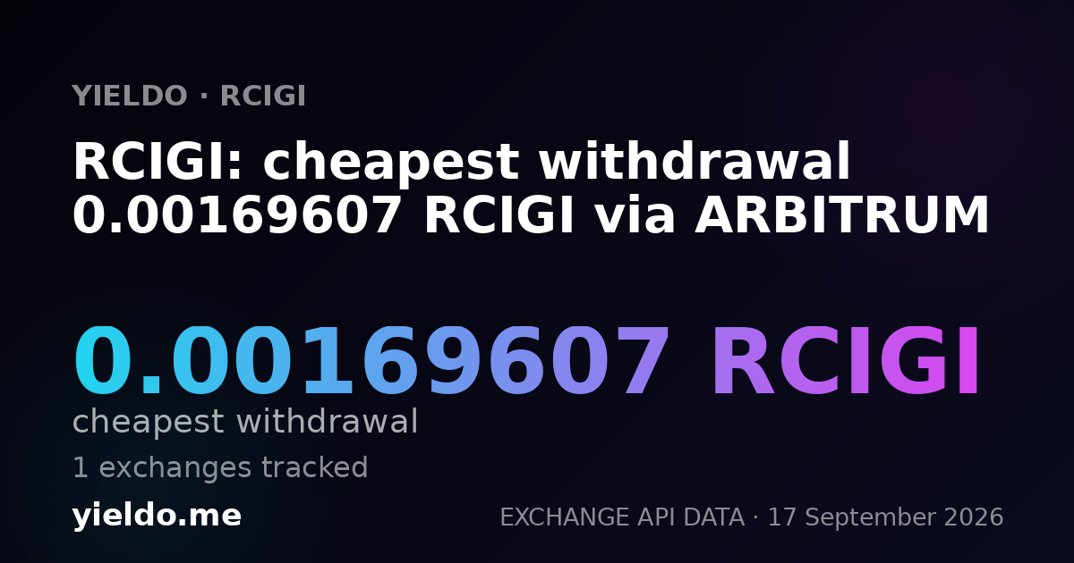 RCIGI: cheapest withdrawal 0.00168275 RCIGI via ARBITRUM