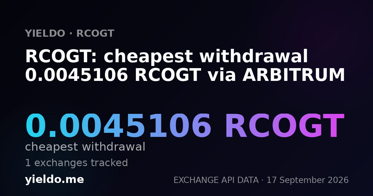 RCOGT: cheapest withdrawal 0.00460406 RCOGT via ARBITRUM