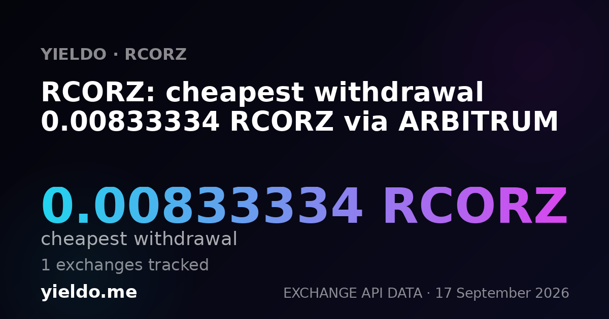 RCORZ: cheapest withdrawal 0.00833334 RCORZ via ARBITRUM