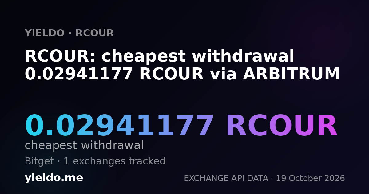 RCOUR: cheapest withdrawal 0.02941177 RCOUR via ARBITRUM