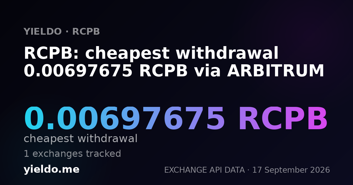 RCPB: cheapest withdrawal 0.00697675 RCPB via ARBITRUM