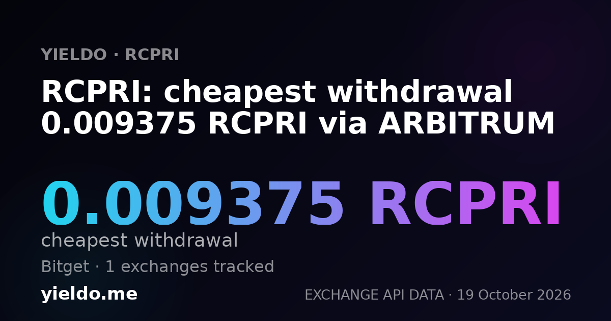 RCPRI: cheapest withdrawal 0.009375 RCPRI via ARBITRUM