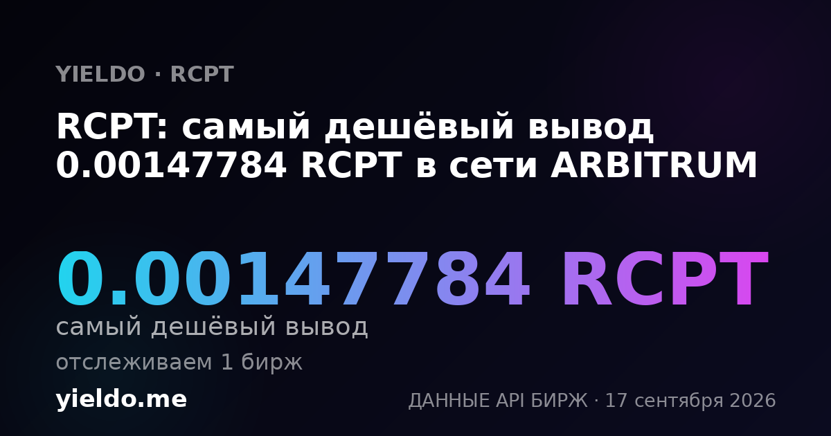 RCPT: самый дешёвый вывод 0.00147638 RCPT в сети ARBITRUM