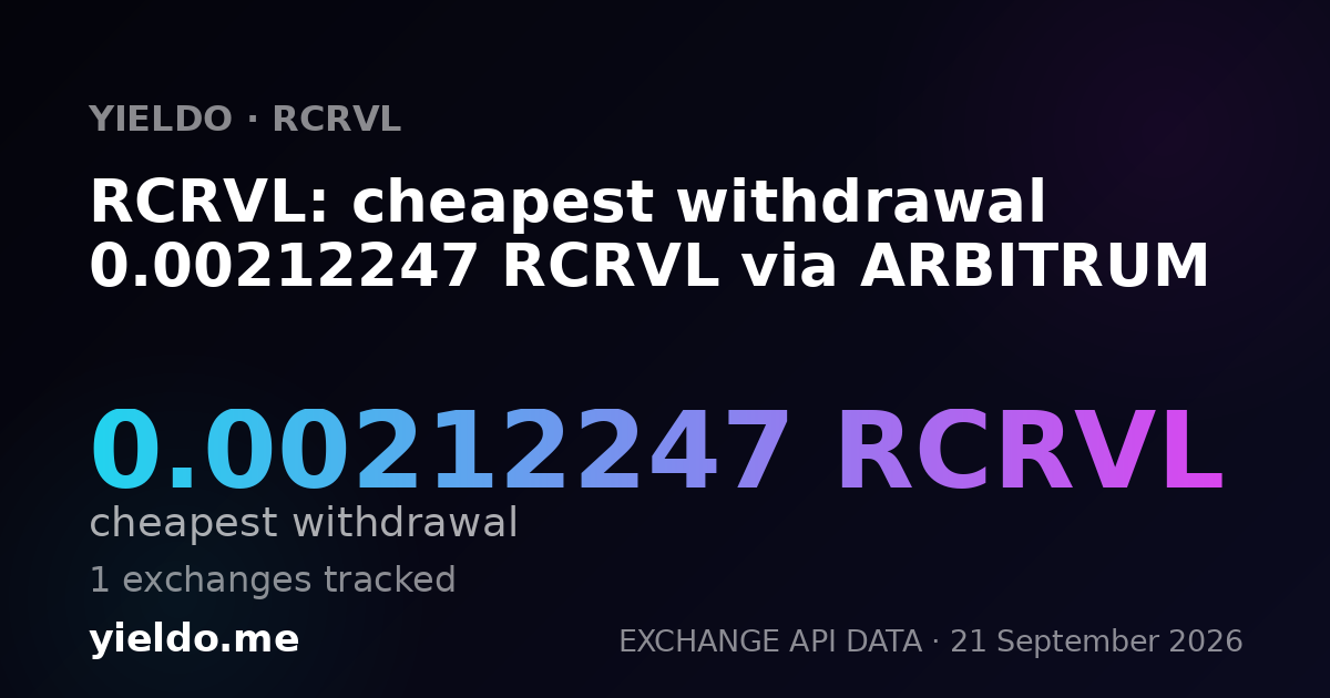 RCRVL: cheapest withdrawal 0.00212247 RCRVL via ARBITRUM