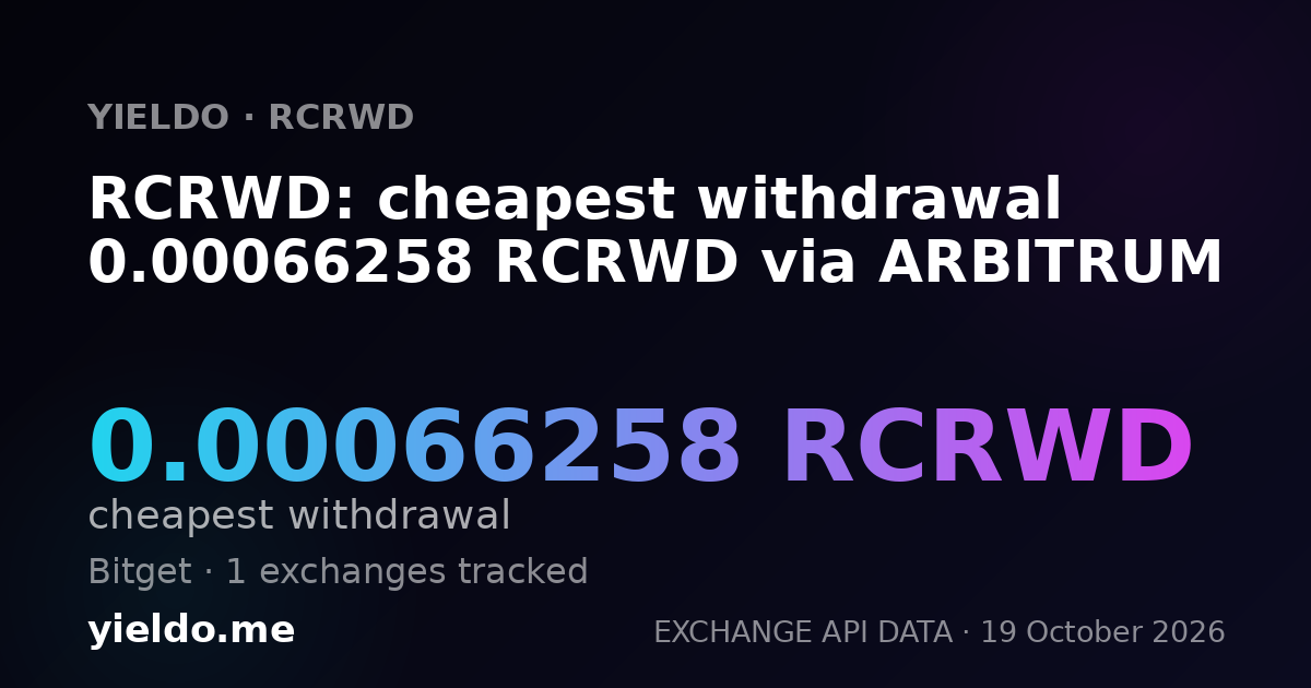 RCRWD: cheapest withdrawal 0.00066258 RCRWD via ARBITRUM