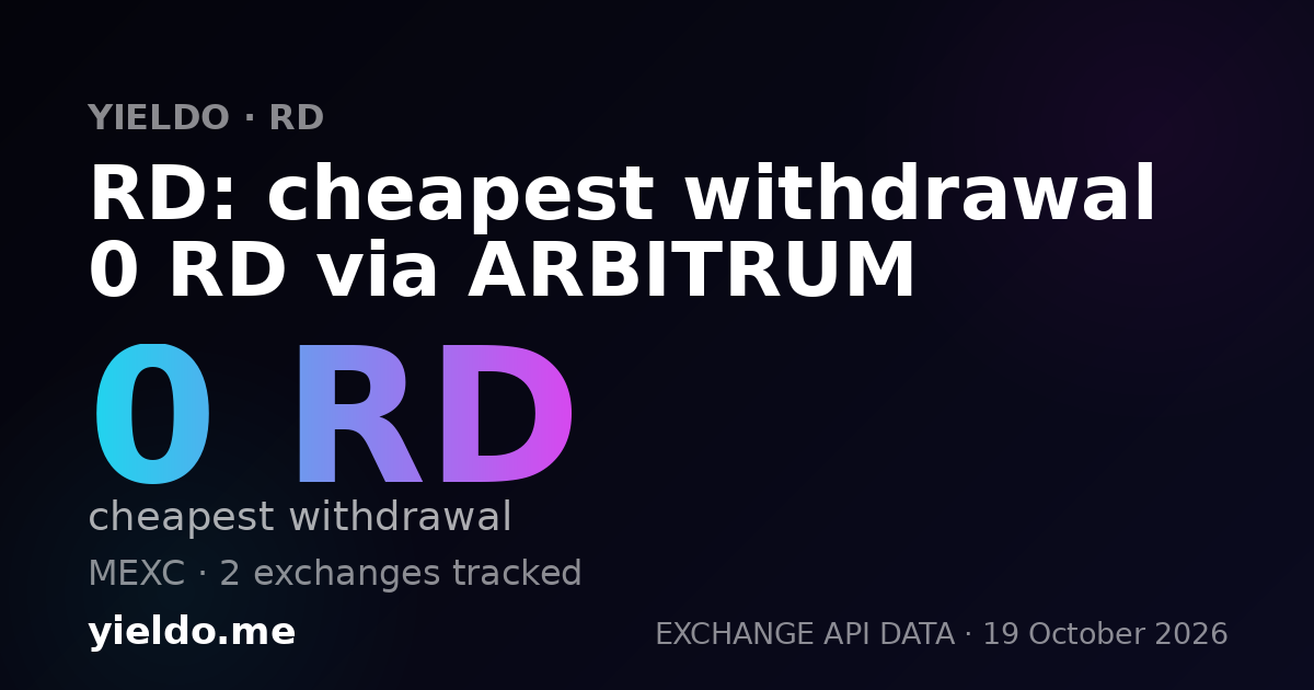 RD: cheapest withdrawal 0 RD via ARBITRUM