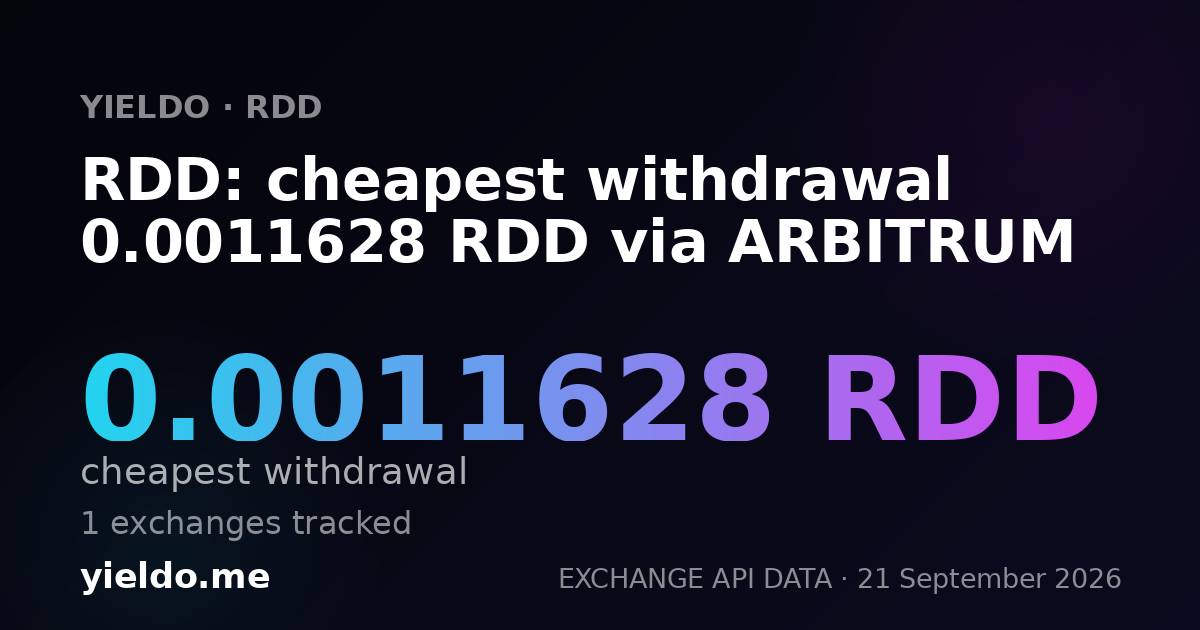 RDD: cheapest withdrawal 0.0011628 RDD via ARBITRUM