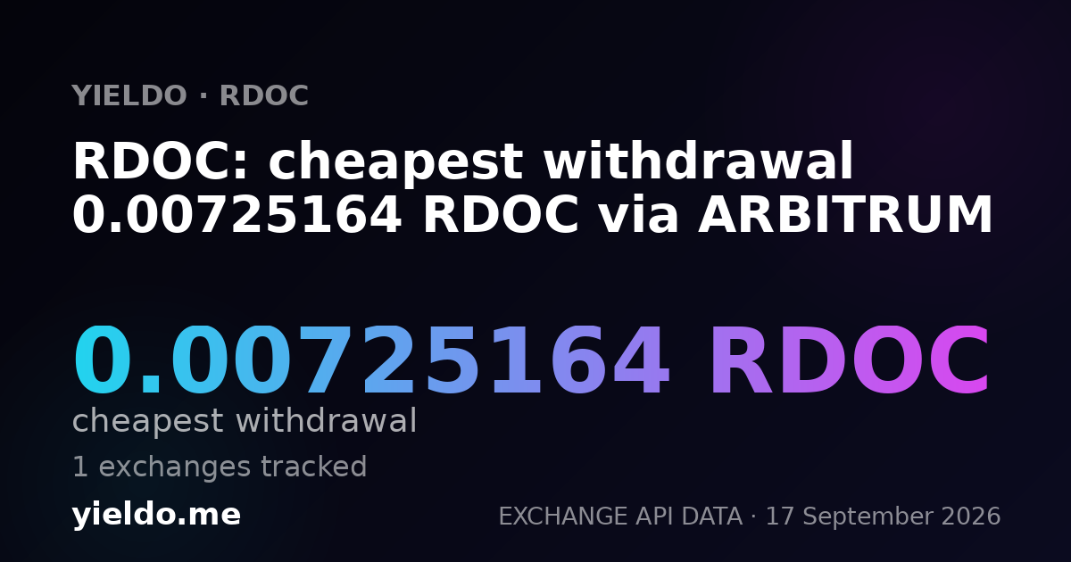 RDOC: cheapest withdrawal 0.00737101 RDOC via ARBITRUM