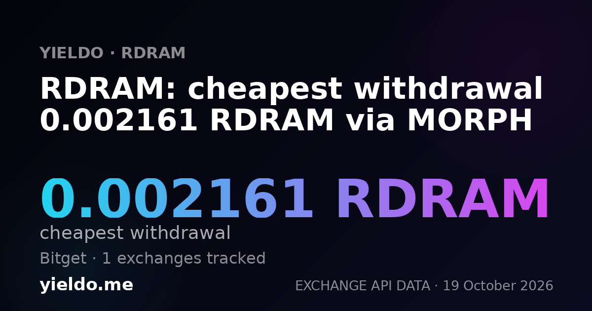 RDRAM: cheapest withdrawal 0.002161 RDRAM via MORPH