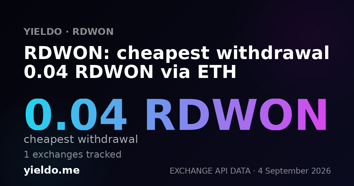 RDWON: cheapest withdrawal 0.04 RDWON via ETH