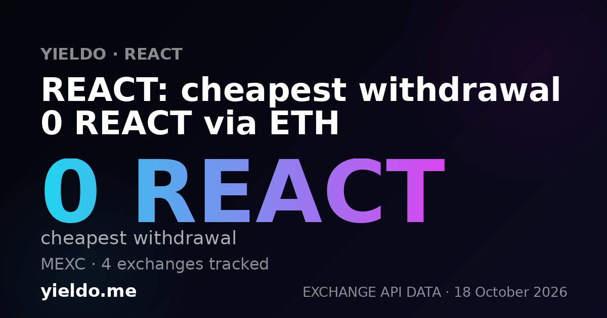 REACT: cheapest withdrawal 0 REACT via ETH