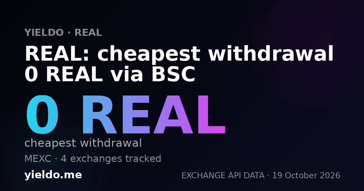 REAL: cheapest withdrawal 0 REAL via BSC