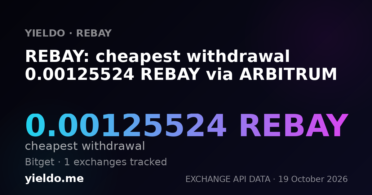 REBAY: cheapest withdrawal 0.00125524 REBAY via ARBITRUM