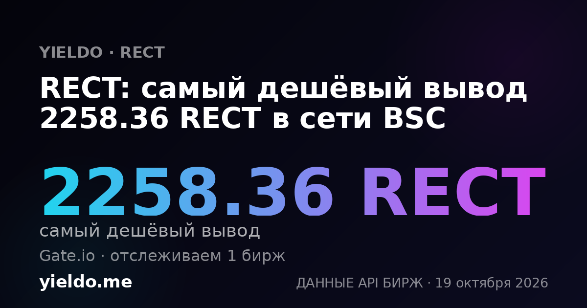 RECT: самый дешёвый вывод 2258.36 RECT в сети BSC