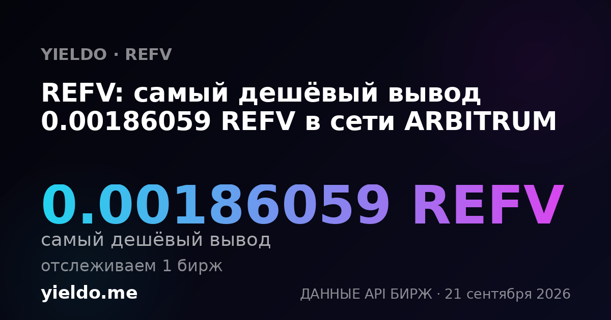 REFV: самый дешёвый вывод 0.00186059 REFV в сети ARBITRUM