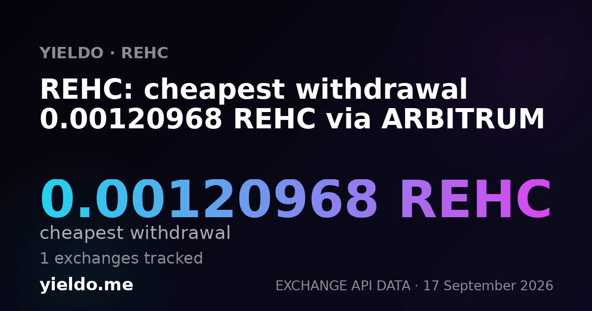 REHC: cheapest withdrawal 0.00121056 REHC via ARBITRUM