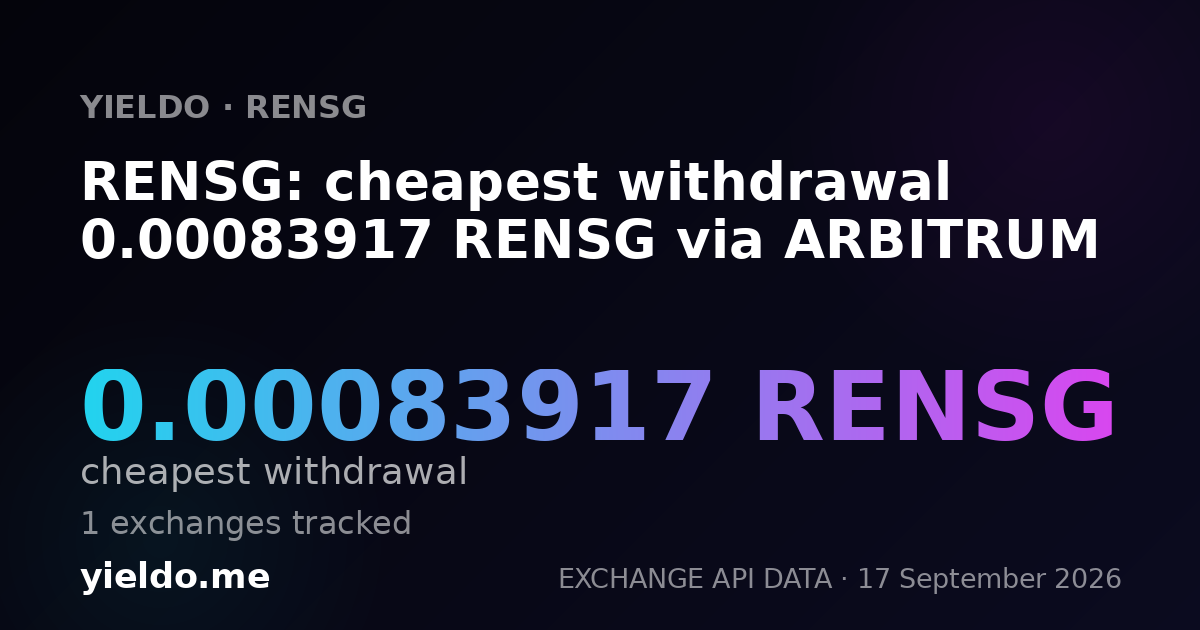 RENSG: cheapest withdrawal 0.00083917 RENSG via ARBITRUM