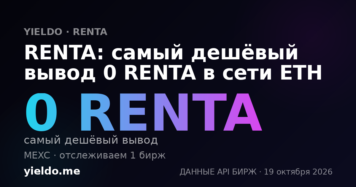 RENTA: самый дешёвый вывод 0 RENTA в сети ETH