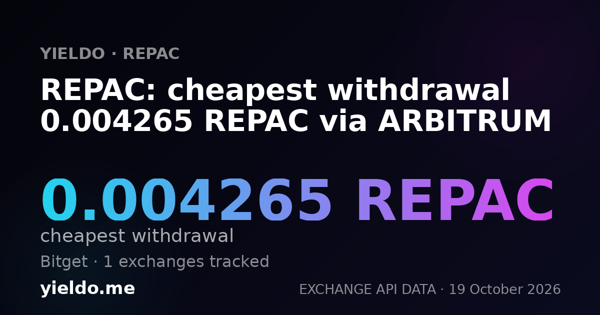 REPAC: cheapest withdrawal 0.004265 REPAC via ARBITRUM