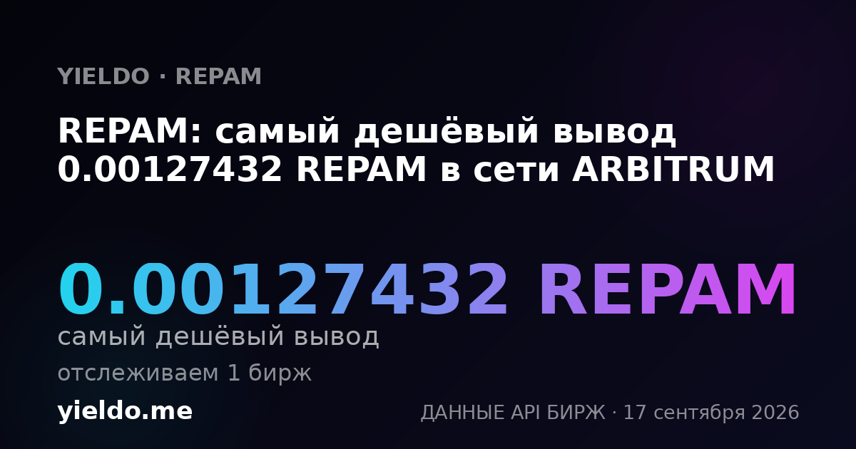 REPAM: самый дешёвый вывод 0.00127432 REPAM в сети ARBITRUM