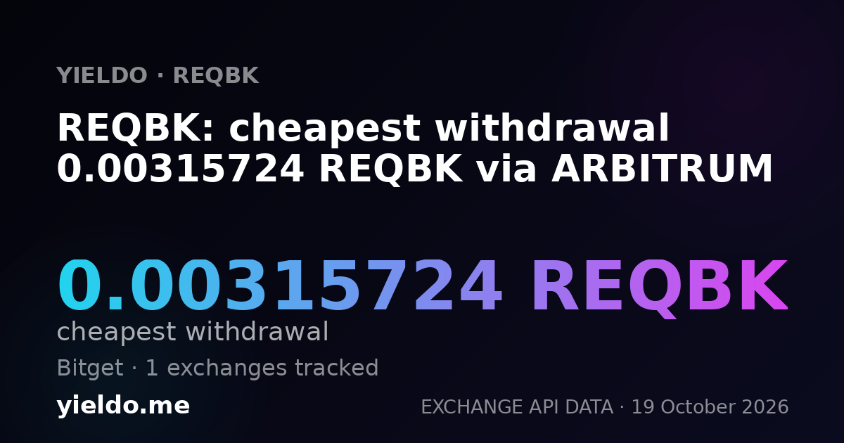 REQBK: cheapest withdrawal 0.00315724 REQBK via ARBITRUM
