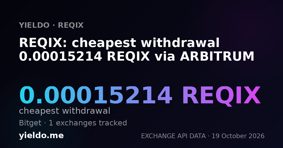 REQIX: cheapest withdrawal 0.00015214 REQIX via ARBITRUM