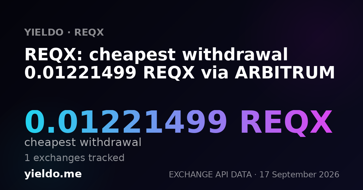 REQX: cheapest withdrawal 0.01221499 REQX via ARBITRUM