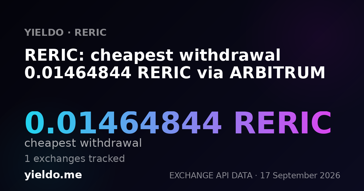 RERIC: cheapest withdrawal 0.01495514 RERIC via ARBITRUM