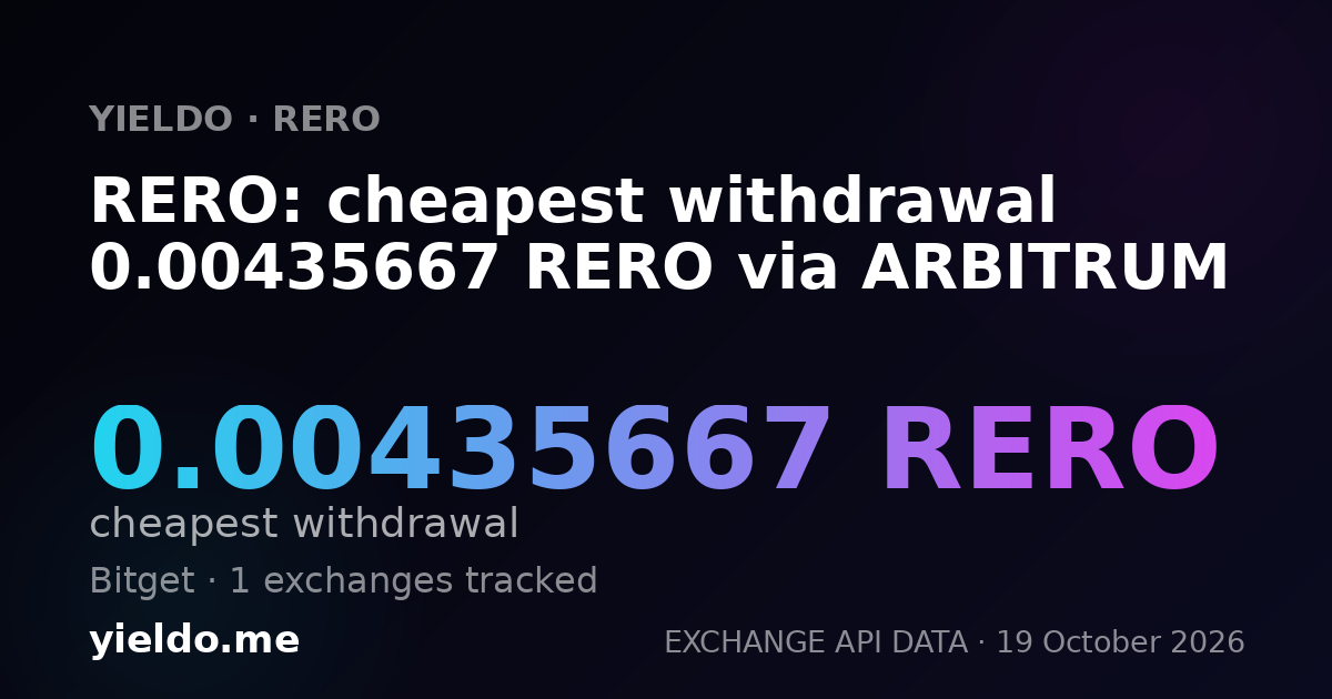 RERO: cheapest withdrawal 0.00435667 RERO via ARBITRUM
