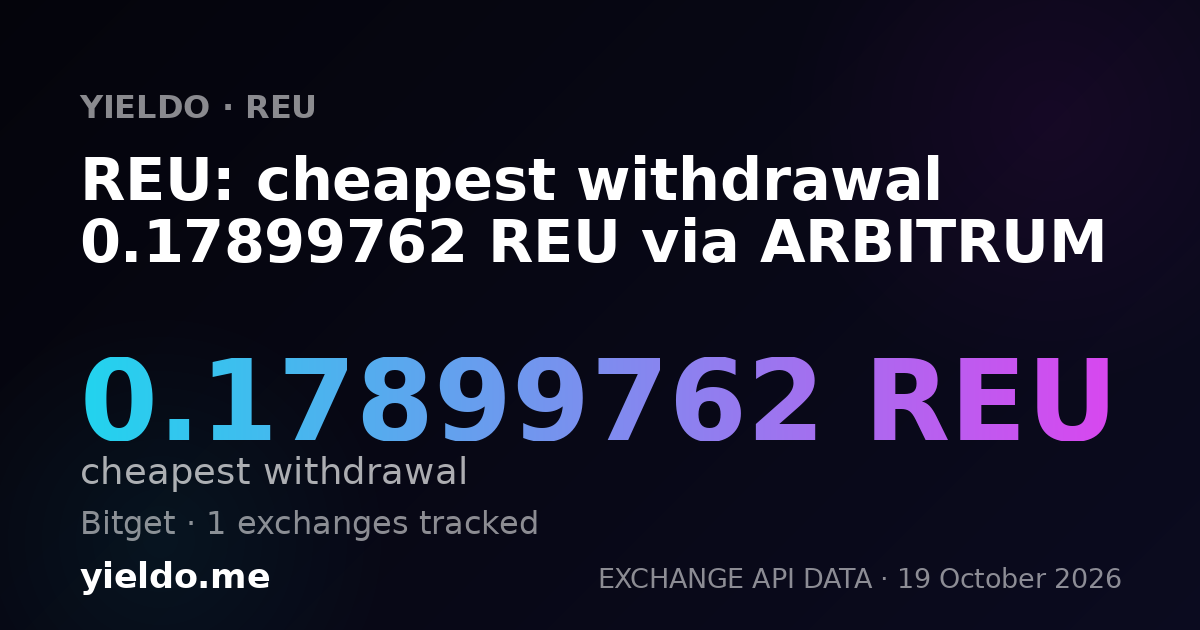 REU: cheapest withdrawal 0.17899762 REU via ARBITRUM