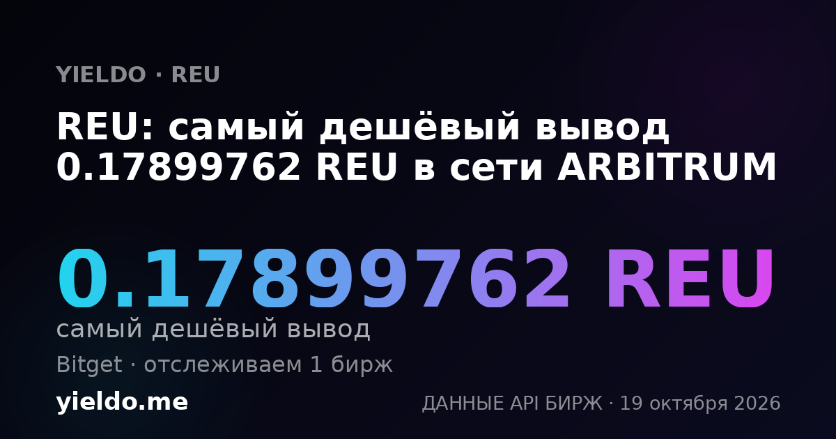 REU: самый дешёвый вывод 0.17899762 REU в сети ARBITRUM