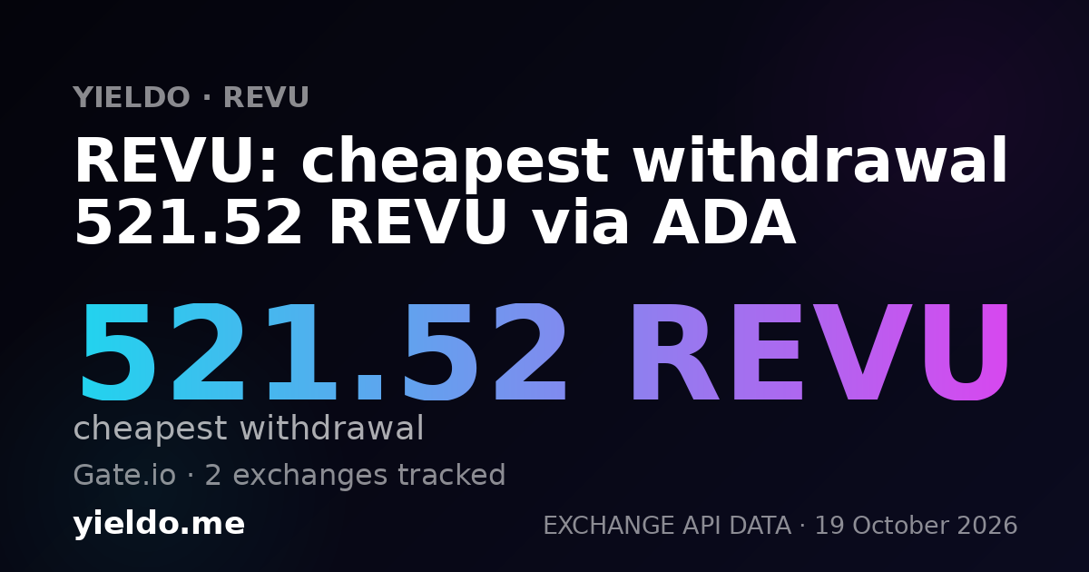 REVU: cheapest withdrawal 521.52 REVU via ADA