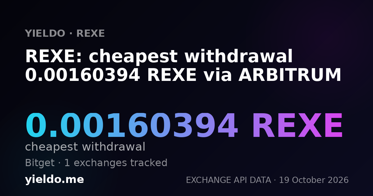REXE: cheapest withdrawal 0.00160394 REXE via ARBITRUM