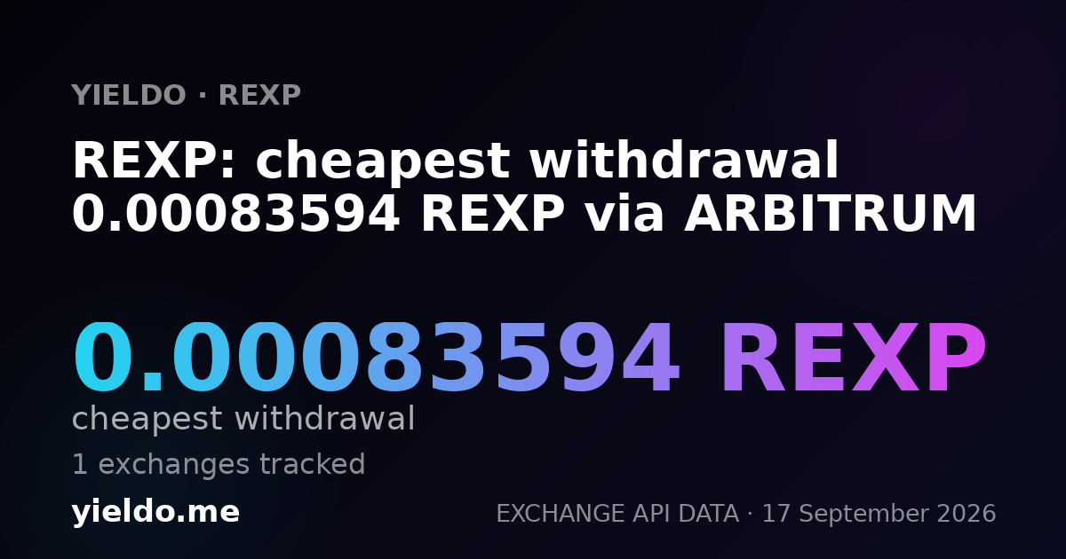 REXP: cheapest withdrawal 0.00083594 REXP via ARBITRUM
