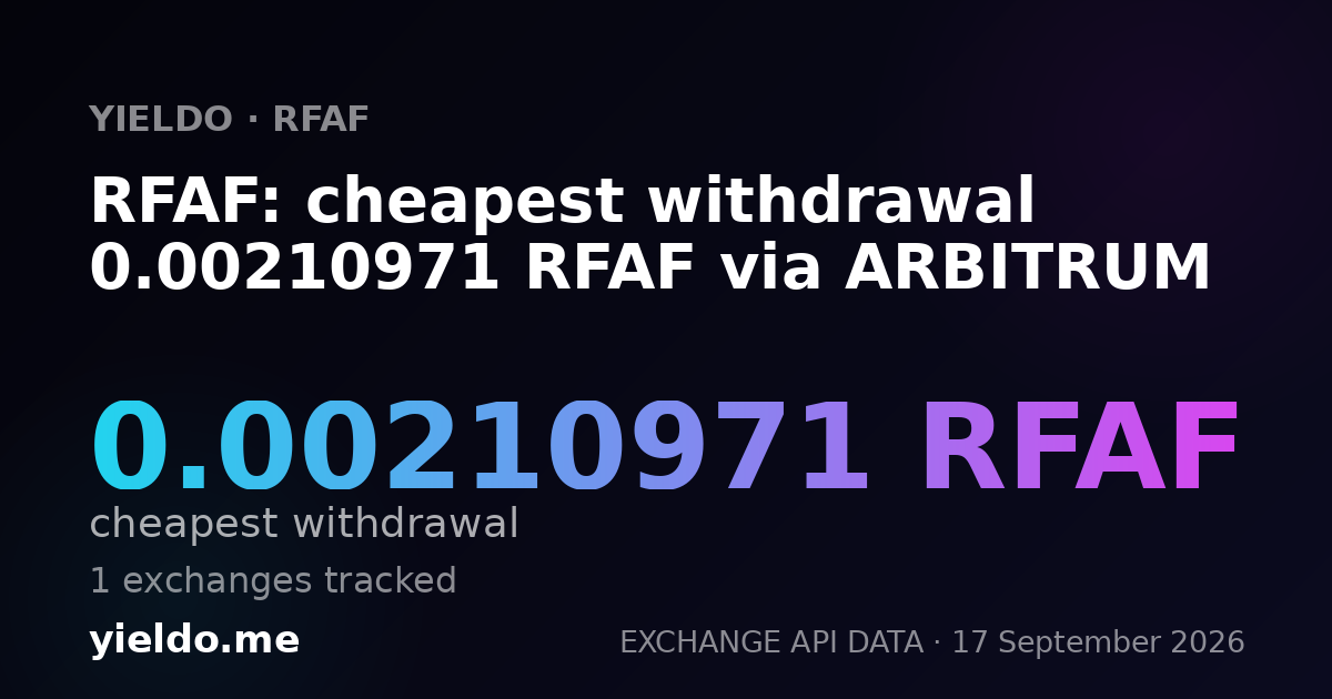 RFAF: cheapest withdrawal 0.00210971 RFAF via ARBITRUM