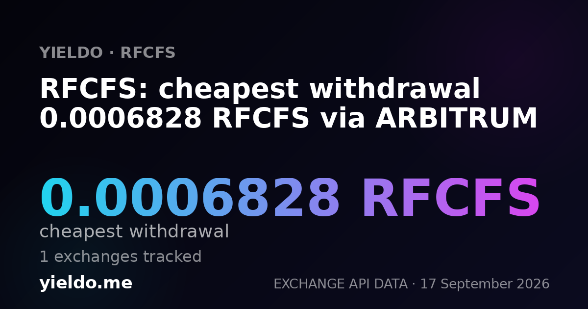 RFCFS: cheapest withdrawal 0.00068275 RFCFS via ARBITRUM