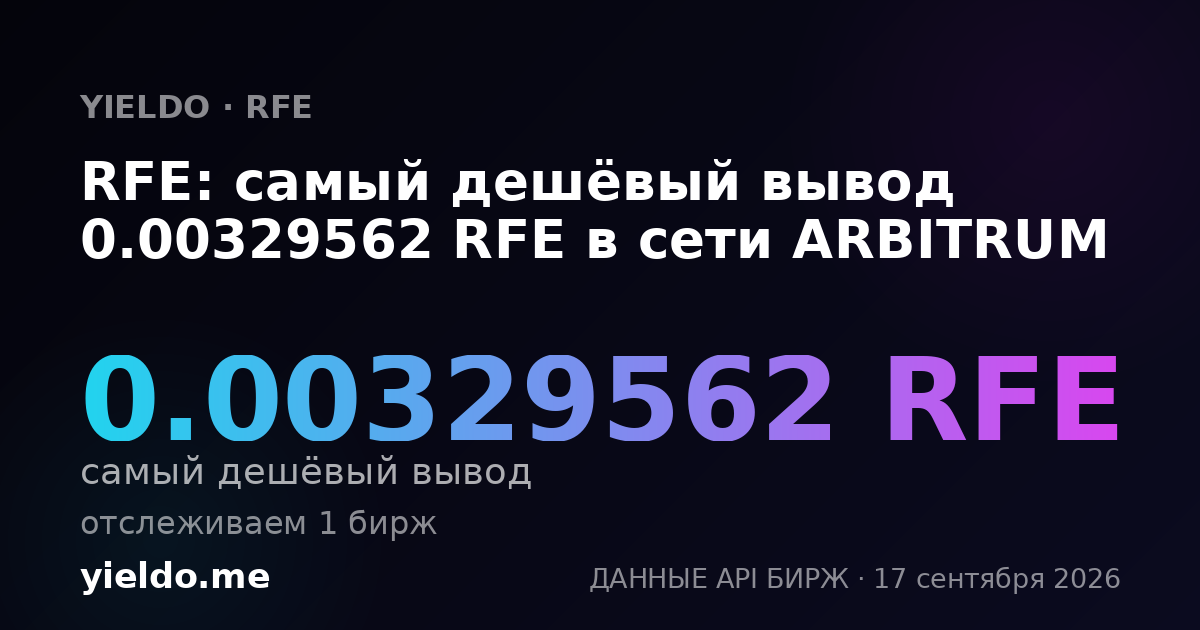 RFE: самый дешёвый вывод 0.00330179 RFE в сети ARBITRUM