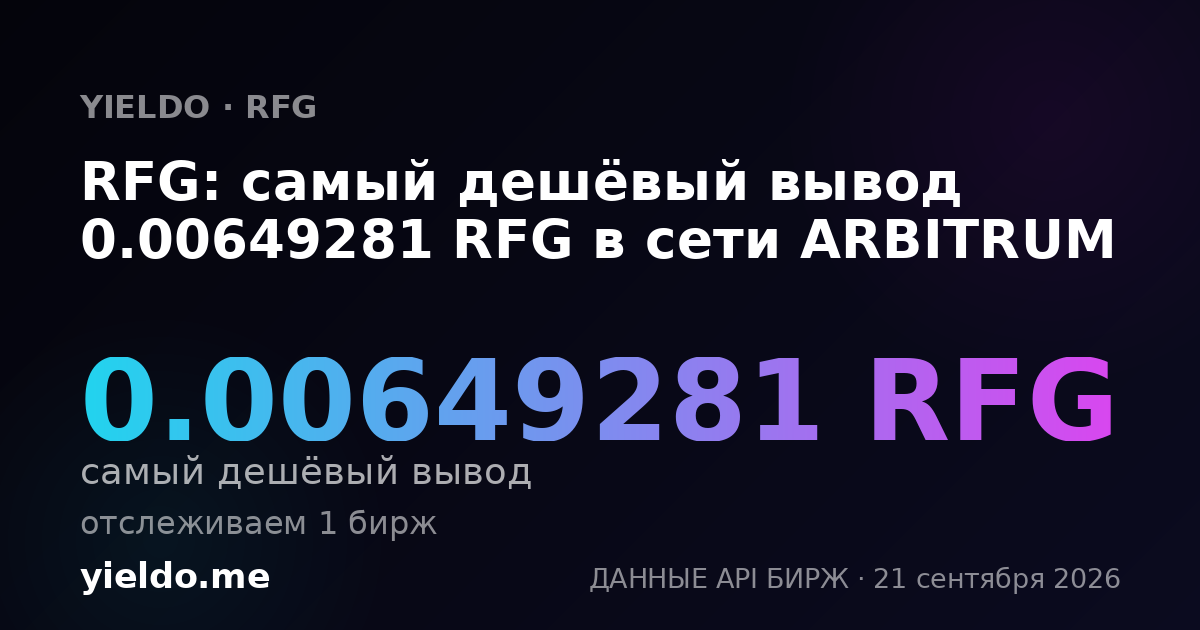 RFG: самый дешёвый вывод 0.00649281 RFG в сети ARBITRUM