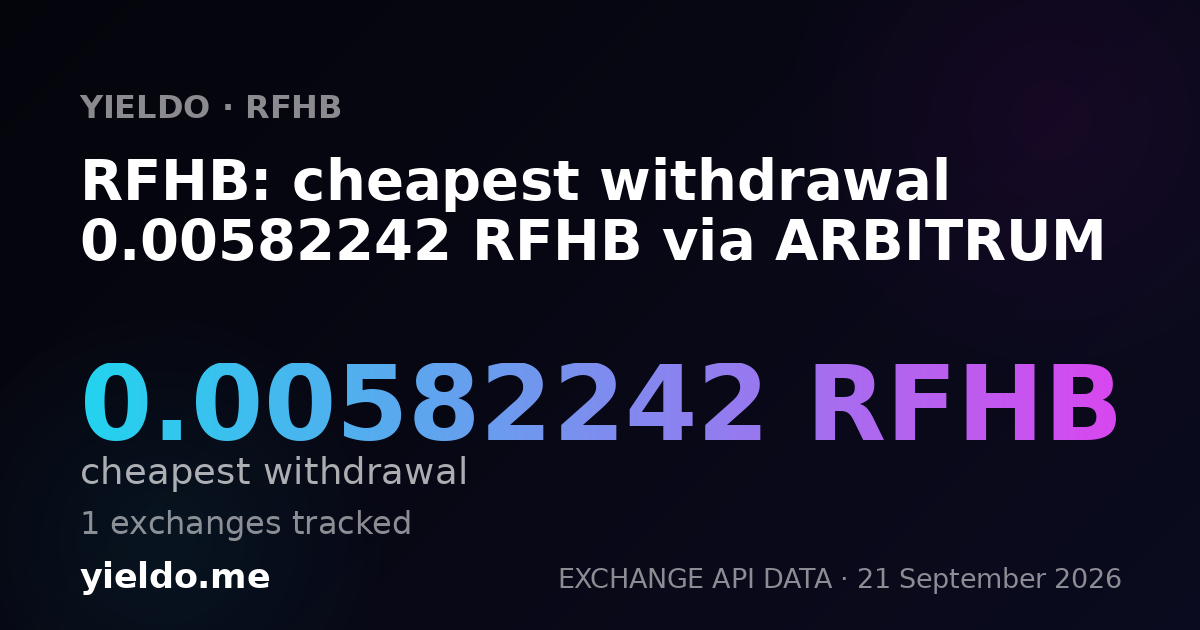RFHB: cheapest withdrawal 0.00582242 RFHB via ARBITRUM