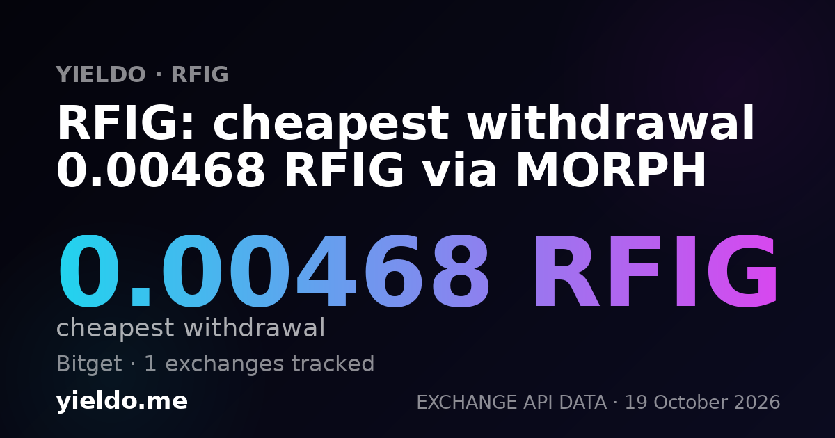 RFIG: cheapest withdrawal 0.00468 RFIG via MORPH