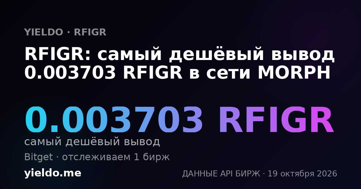 RFIGR: самый дешёвый вывод 0.003703 RFIGR в сети MORPH