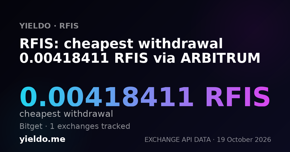 RFIS: cheapest withdrawal 0.00418411 RFIS via ARBITRUM