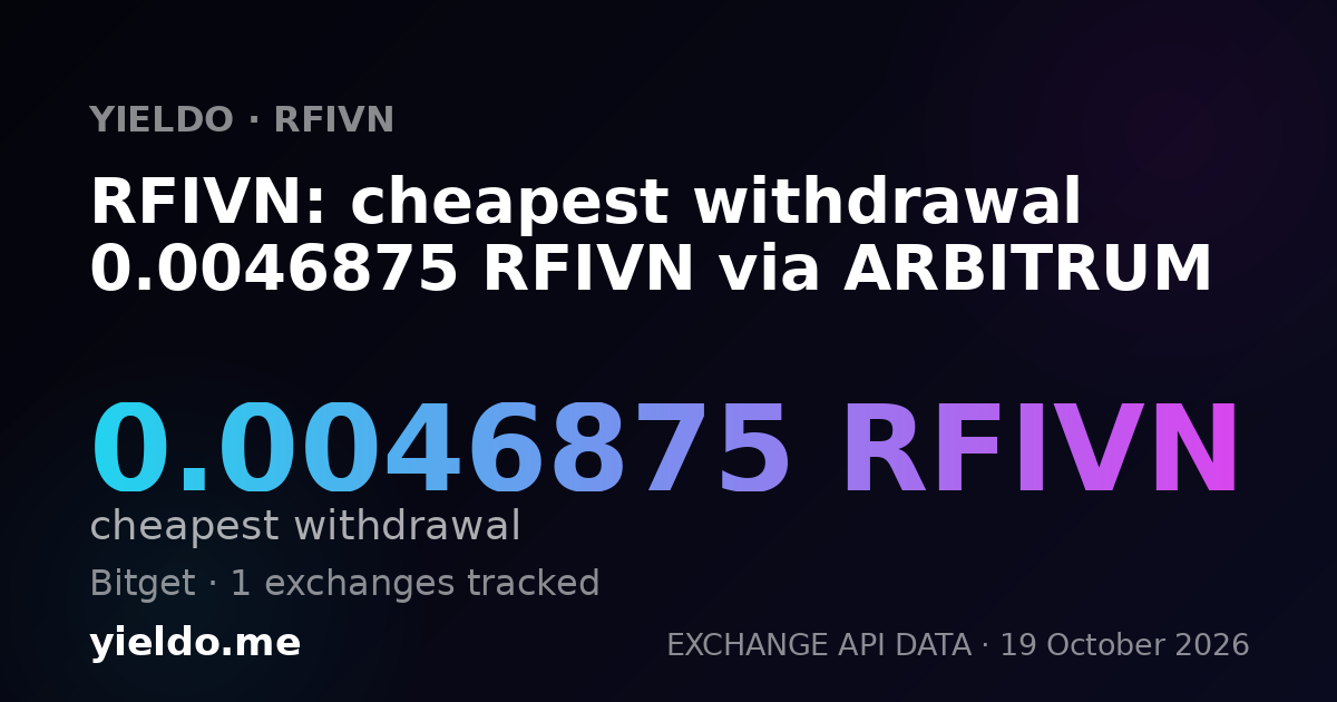 RFIVN: cheapest withdrawal 0.0046875 RFIVN via ARBITRUM