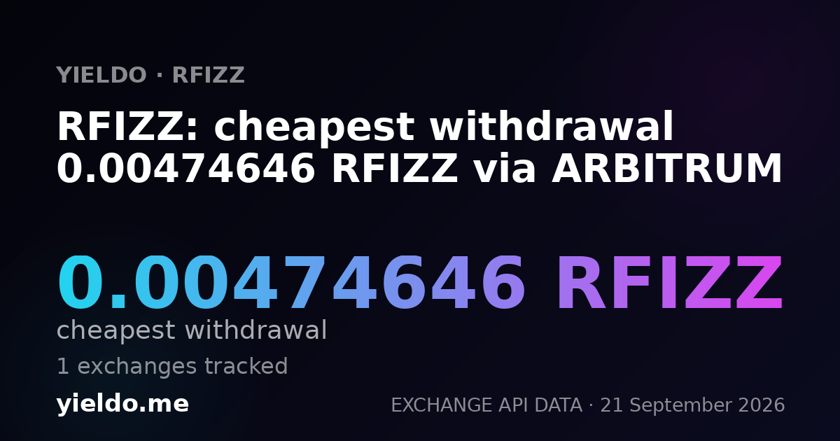 RFIZZ: cheapest withdrawal 0.00474646 RFIZZ via ARBITRUM