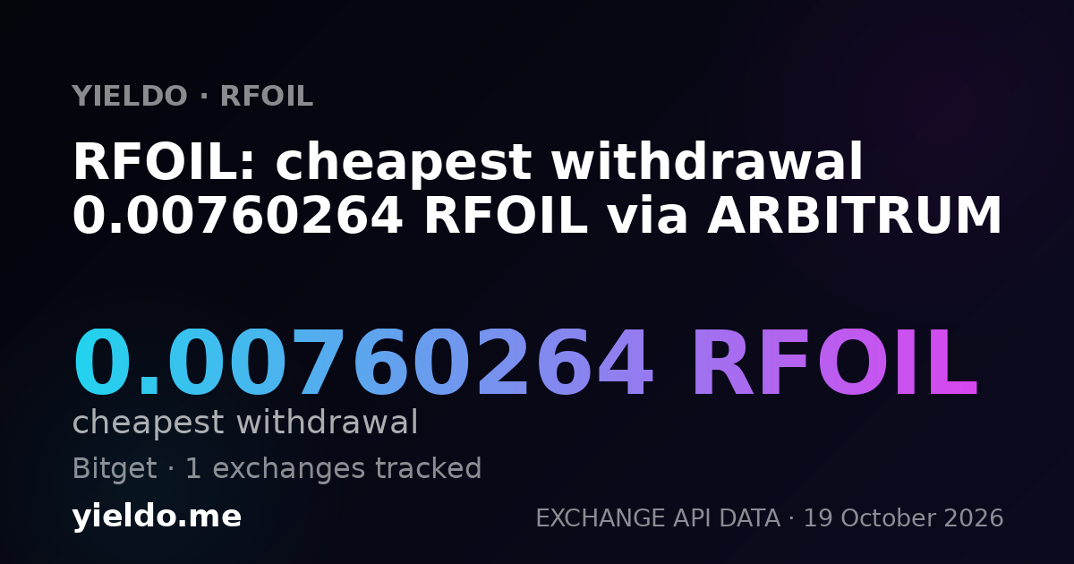 RFOIL: cheapest withdrawal 0.00760264 RFOIL via ARBITRUM